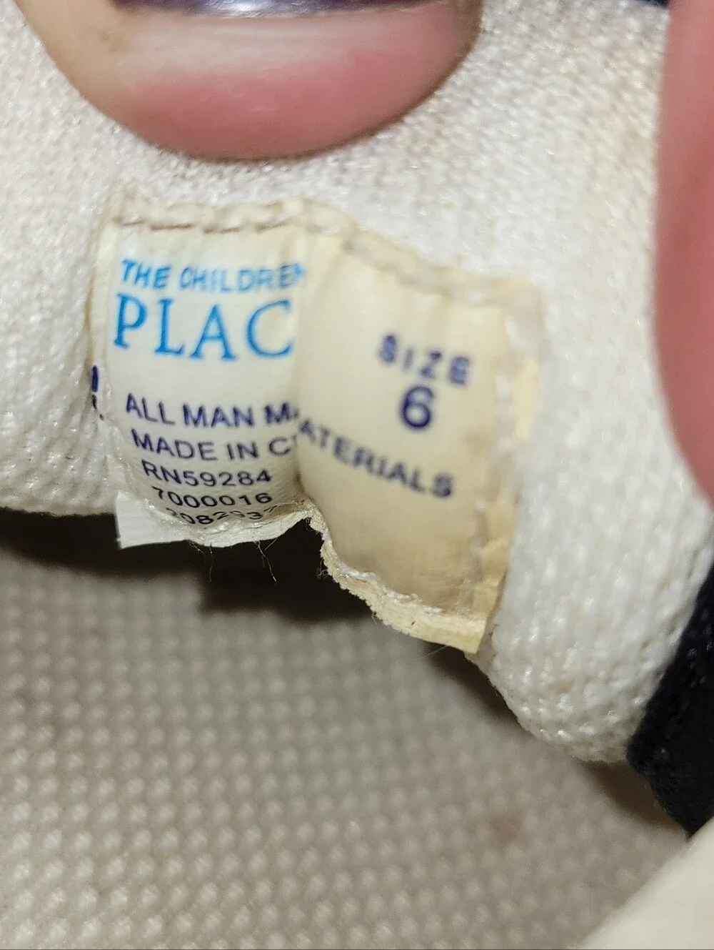 The Children's Place White & Navy Blue Stripe Toddler Sneakers Size 6